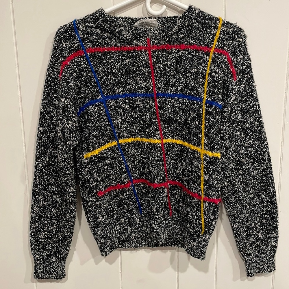 Vintage Black & White Grid Sweater